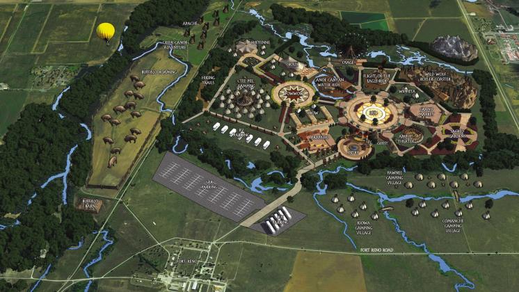 This rendering shows the “Plains Heritage Park” proposed by the Cheyenne and Arapaho Tribes.